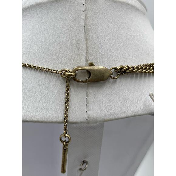 Kenneth Cole Antique Gold Tone Layered Leaf Multi Strand Necklace - Picture 6 of 8